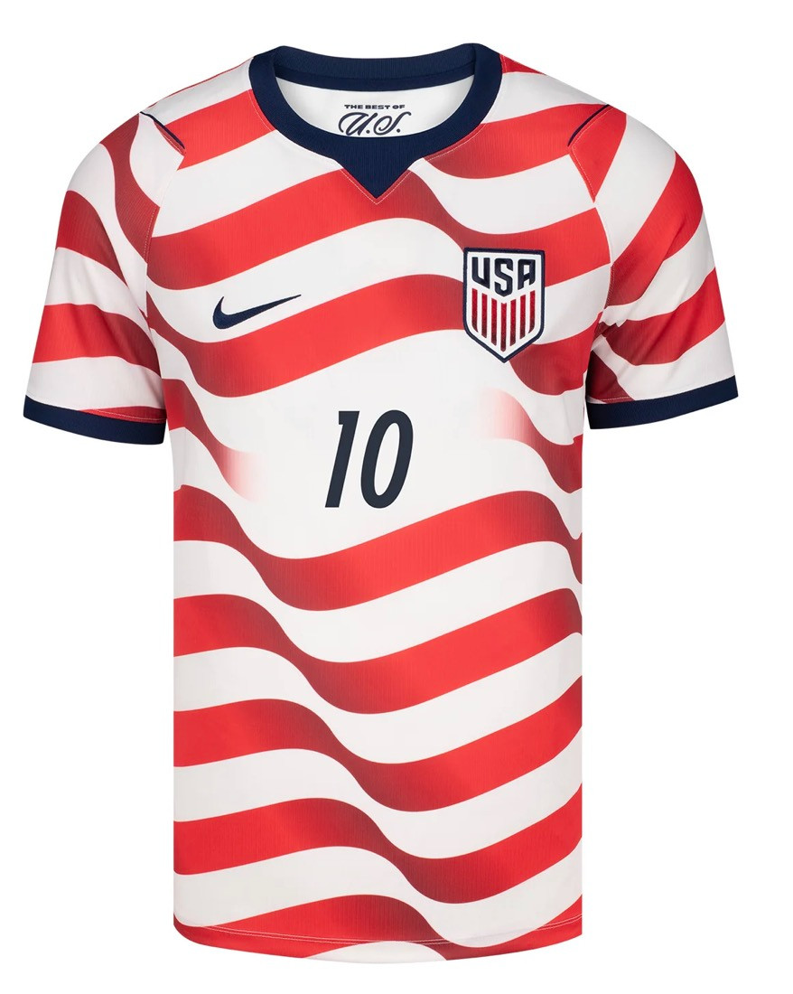 Men's USMNT 2026 Christian Pulisic Stripes Stadium Jersey Red White S-3XL