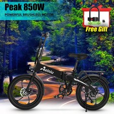 Black Folding Electric Bike Adults 850W 48V Electric Bicycle Commuter Ebike