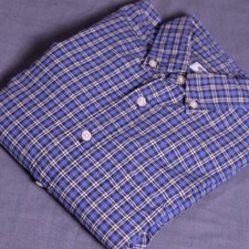 Uniqlo Mens Small Blue Plaid Cotton Button Down Dress Shirt Long Sleeve Casual