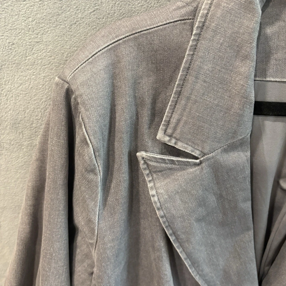 Blazer IMAN Global Chic Para Mujer Suave Denim Botones - Gris Topo - 2X Foto 3 de 4