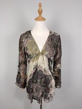 Blusa slim Adele Fado multicolore 100% seta fiori colorati scollo a V tg 40