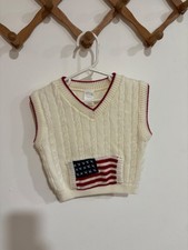 American Flag Sweater Vest 18m Americana Vintage 4th of July patriotic