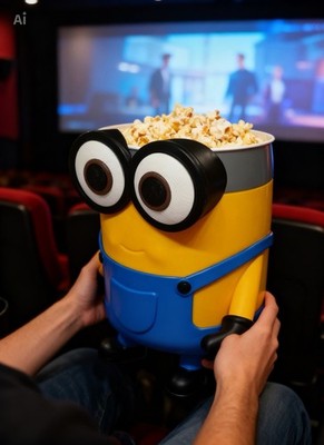 Minion Popcorn Bucket 3D Printed Movie Night Snack Holder Gift for Kids NEW 2026