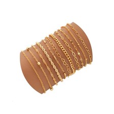 11PCS Dainty Gold Bracelets for Women,Chain Bracelets Set for Womens Trendy,Fash