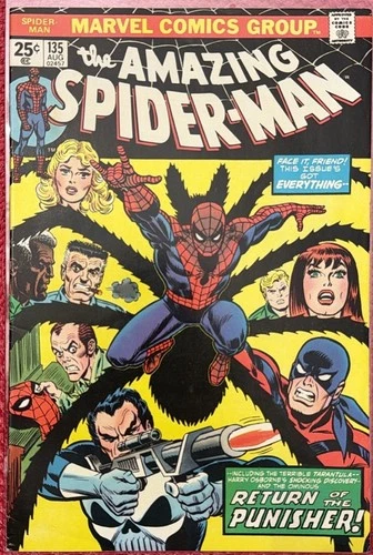 Marvel Amazing Spiderman #135 2nd Appearance of Punisher Tarantula Origin 1974