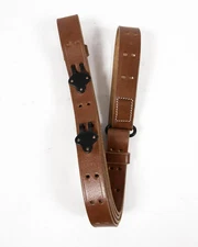 US M1 Garand Leather Rifle Sling WWII M1907 Sling Leather & Steel Hardware (Russ