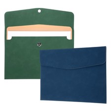 2 Piece PU Leather A4 Document Folders 13 " x 9 ", Green/Blue