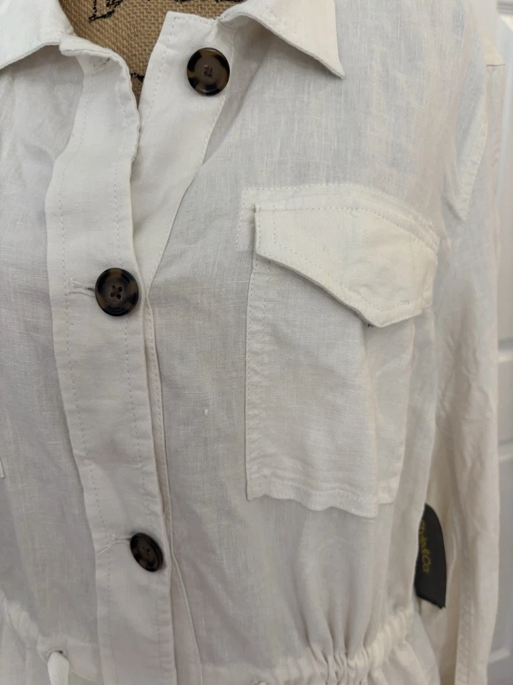 Style & Co Linen Blend Utility Jacket Women’s Large White Button Front NWT - Image 3 of 4