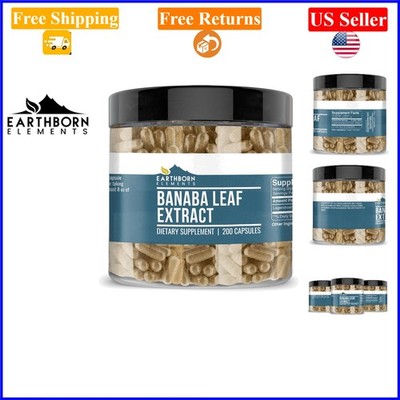 Banaba Leaf Extract Capsules, 200 Count, Pure & Natural, 6- Supply