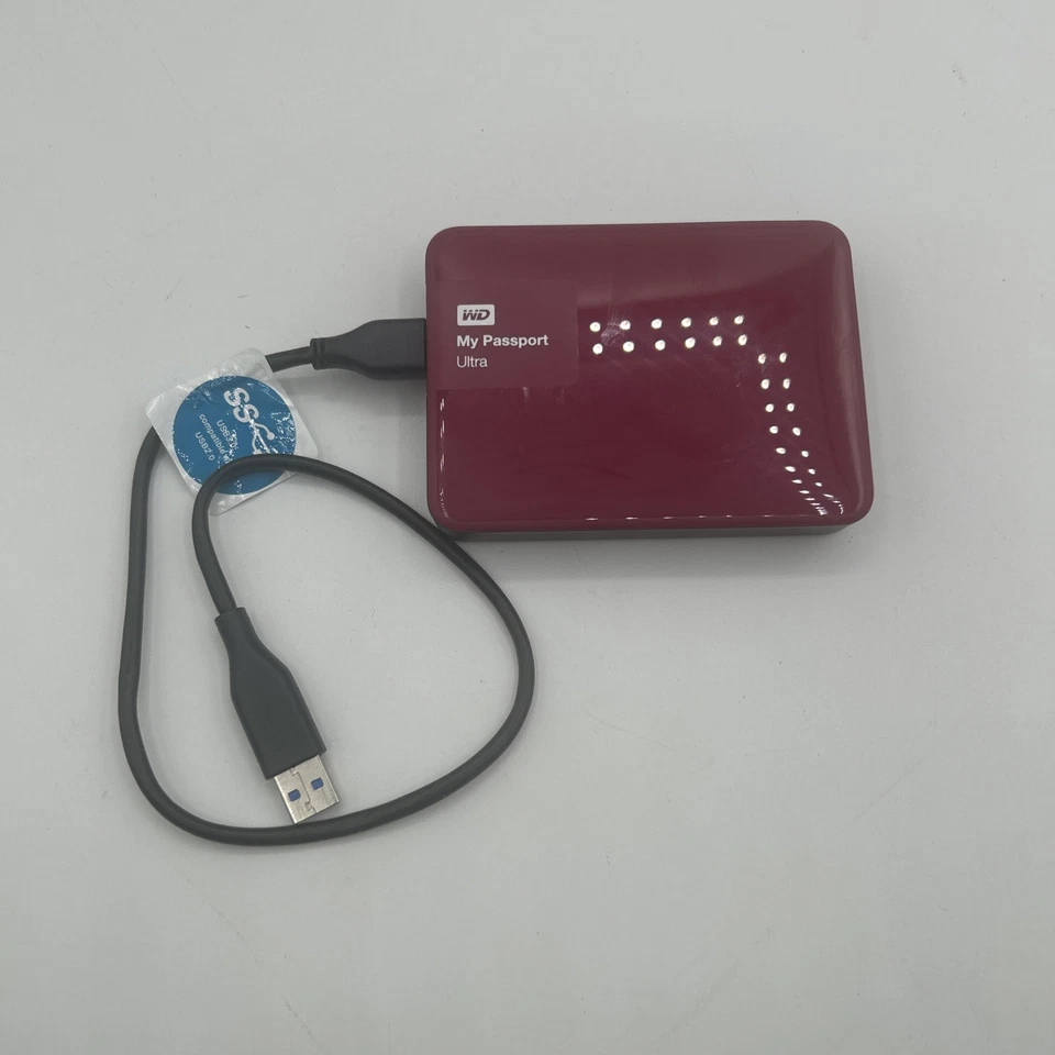 WD 1TB USB 3.0 Hard Drive My Passport Ultra Portable Pink Red With Case - Image 2 of 4