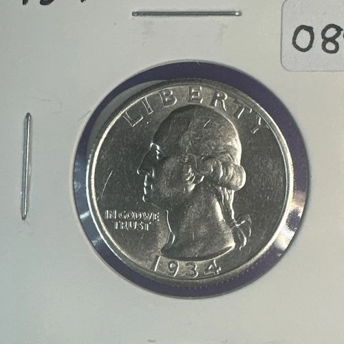 1934-P Philadelphia￼Washington Silver Quarter Nice B.U. Unc Uncirculated (089)￼