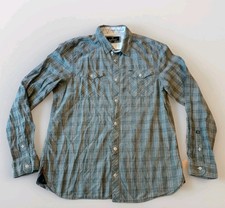 Buffalo by David Bitton Button-Up Shirt, Men's L, Gray Plaid, Long Sleeve