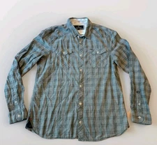Buffalo by David Bitton Button-Up Shirt, Men's L, Gray Plaid, Long Sleeve