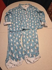 Munki Munki Flannel Pajama Set Size XXL Blue Snowman