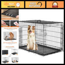 42" Foldable Dog Crate for Medium to Large Dogs, Portable Pet Kennel, Heavy Duty