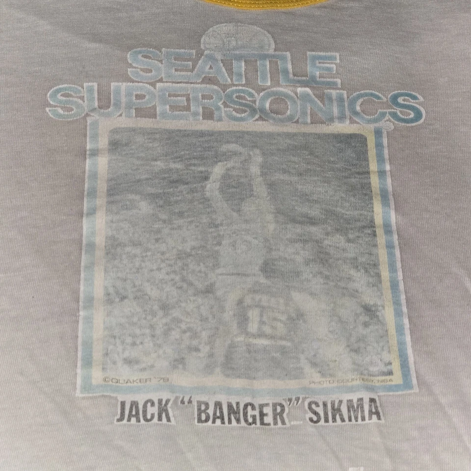 Vintage Seattle Supersonics Jack Banger Sikma Shirt 70s Single Stitch Quaker NBA - Image 2 of 4
