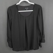 In Studio Womens Top Large Black Flowy Blouson Oversize Minimalist Quiet Luxury