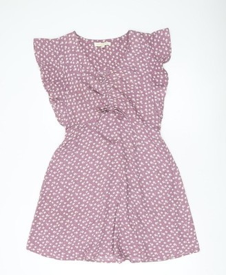 Monteau Los Angeles Damen lila Blumen A-Linie kurzes Kleid L