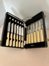 Vintage Mappin & Webb 12 Piece knife and fork set Set with Fitted Case!