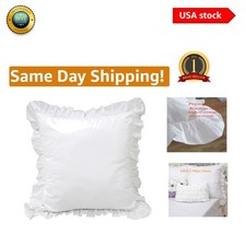 Set of 2 White Cotton Euro Shams with Romantic Ruffles - 26'' x 26''