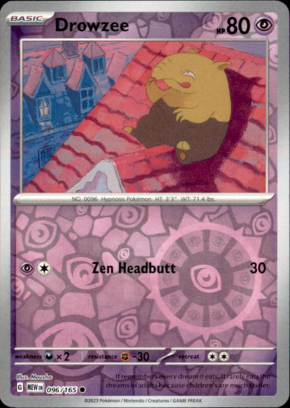 Pokemon Drowzee 96/165 151 Reverse Holo 3 Card Lot