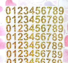 Holographic Sparkle 0-9 Number Stickers - Choose a Size and Color 