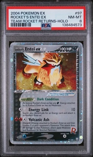 2004 POKEMON EX TEAM ROCKET RETURNS #97 ROCKET'S ENTEI EX-HOLO PSA 8 Regrade?