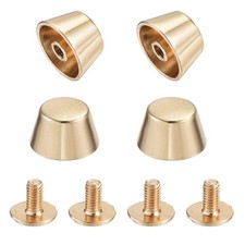 12x7mm Rivet Studs Screw Back Flat Hollow Feet Stud Spike Gold Tone 4pcs