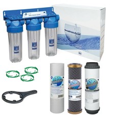 3 Stage Whole House High Flow Water Filter Dechlorinator Chlorine Removal 1/2"
