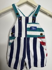 Vtg 90s Oshkosh B'Gosh Color Block Shortall Short Overalls Blue Red 12 Mos