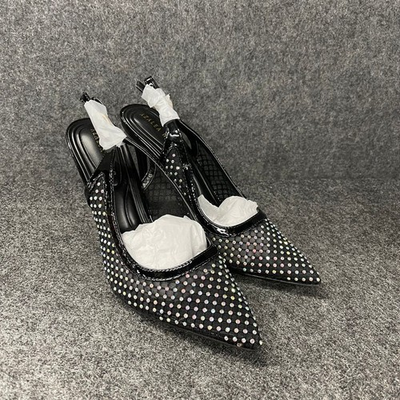 #ad AZALEA WANG Carmine Diamond Mesh Pump Women#x27;s Size 6.5 Black $44.92