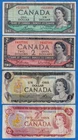 Canada QE Mix Lot  (1954 to 1974) - 4 Circulated Notes  ML#213