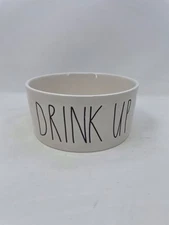 Drink Up Rae Dunn Ceramic Dog Cat Pet Water Food Bowl 6"
