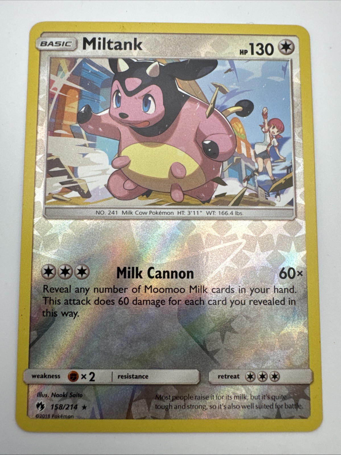 Pokemon Card Miltank Lost Thunder Reverse Holo Rare 158/214 Near Mint