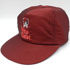 Vintage Fire Water 100 Proof Alcohol Hat Nylon Adjustable Snapback Red Cap Retro