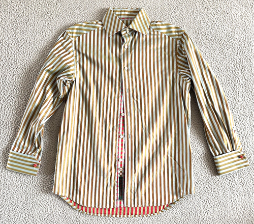 Robert Graham Button Hemd Herren Medium Metallic Glanz gestreift grün blau rot