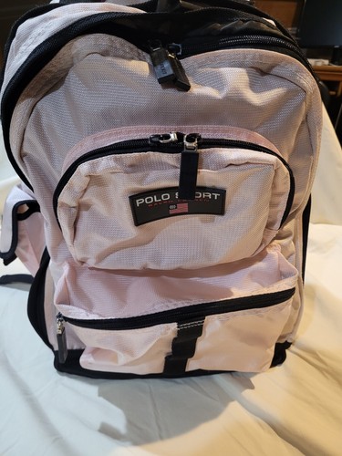 Nostalgischer 90er Ralph Lauren Polo Sport Rucksack Lt Rosa Farbe mehrere Taschen