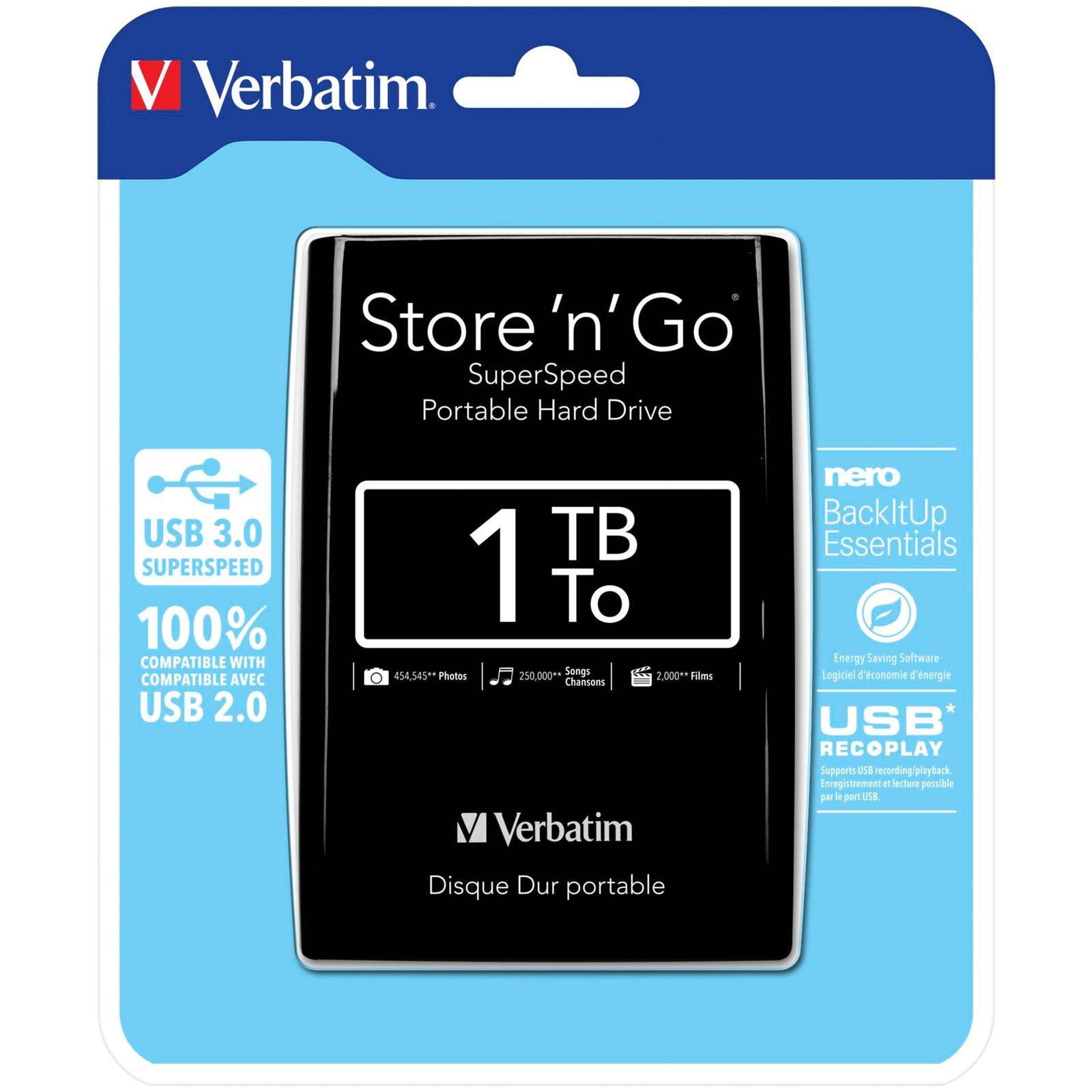 Внешний накопитель Verbatim Store n Go 2,5 1 ТБ USB 3.0 schwarz 53023