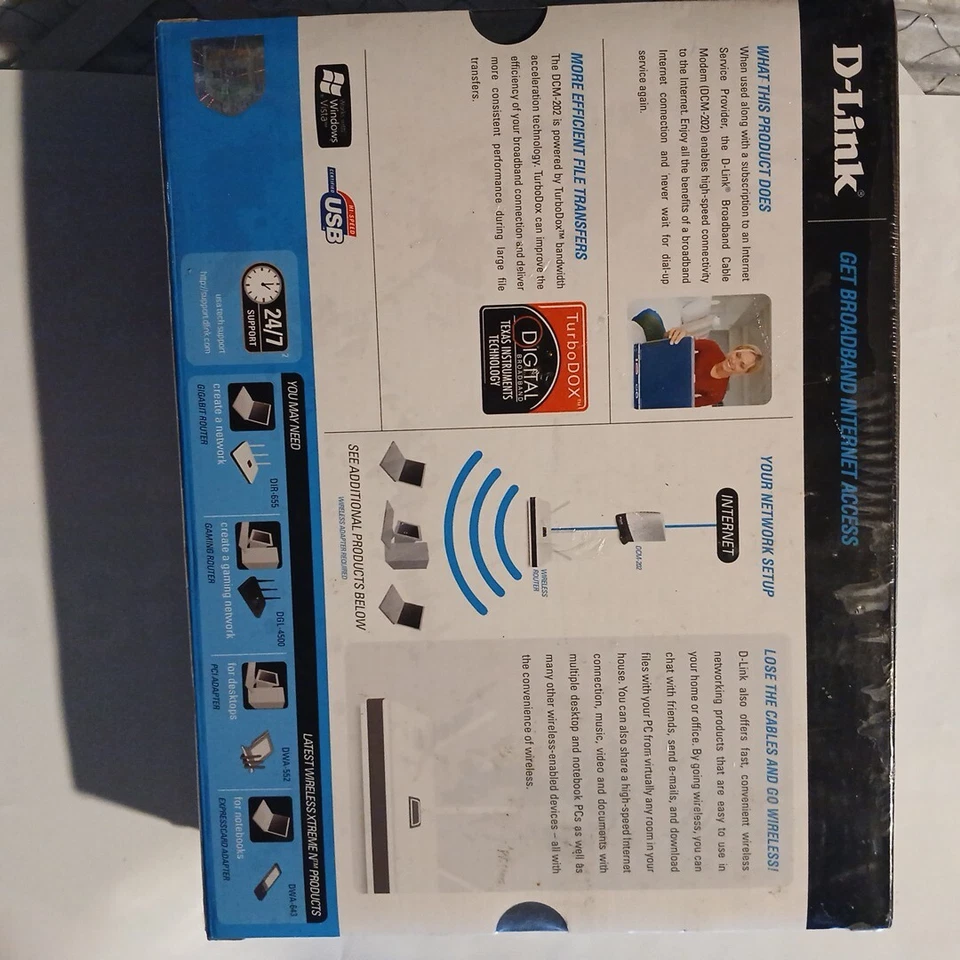 D-Link DCM-202 Broadband Cable Modem DOCSIS 2.0 Cable Modem Sealed New - Image 3 of 3