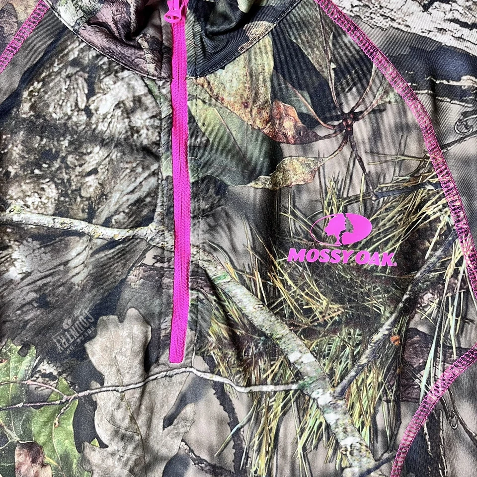 Женская футболка Mossy Oak (M) на молнии 1/4 камуфляж с длинным рукавом розовые большие пальцы - Изображение 2 из 4