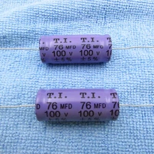 Qty (2) 76uF 100V Electrolytic Non-Polarized Speaker Crossover Axial Capacitor
