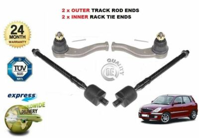 FOR DAIHATSU SIRION 1998-2005 NEW 2x OUTER & 2x INNER TRACK TIE RACK ROD END