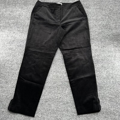 Talbots RSVP Pants Womens 12 Velvet Velour Black Ankle Ruffle Hem Skinny Classy