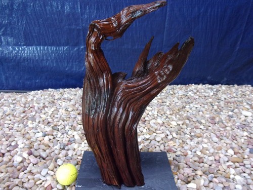 Pre-Soaked Sinking Driftwood, Mounted on Slate, Aquarium, Reptile, Natural, Art