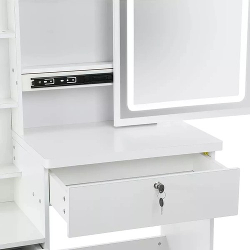Dressing Table With Drawers Mirror Stool Set Makeup Desk Vanity Table Bedroom UK - Picture 6 of 18