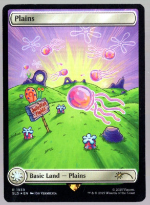 Plains 1939 Borderless Rainbow Foil Spongebob Secret Lair MTG Near Mint