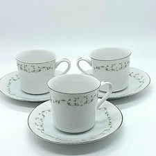 Vintage Sheffield China Elegance 502 Coffee Cup & Saucer Lot of 3 Preowned