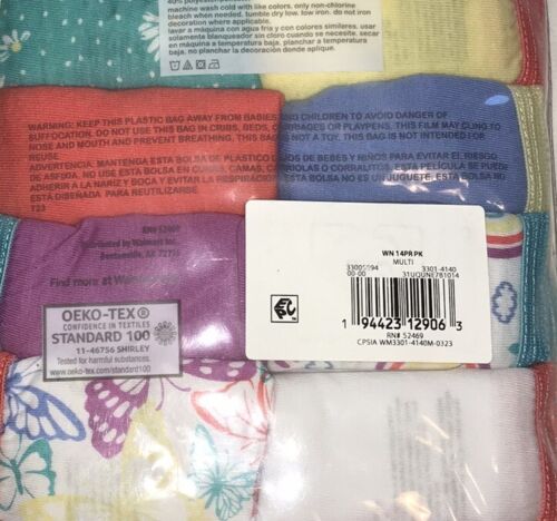 WONDER NATION BRAND NEW GIRLS Sz 14 HIPSTERS PANTIES 14pc VALUE PACK 100% COTTN - Picture 4 of 4