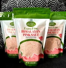 3pk GOOD TIERRA EXTRA FINE HIMALAYAN PINK SALT 84 MINERALS NO-GMO VEGAN 1LB BAGS