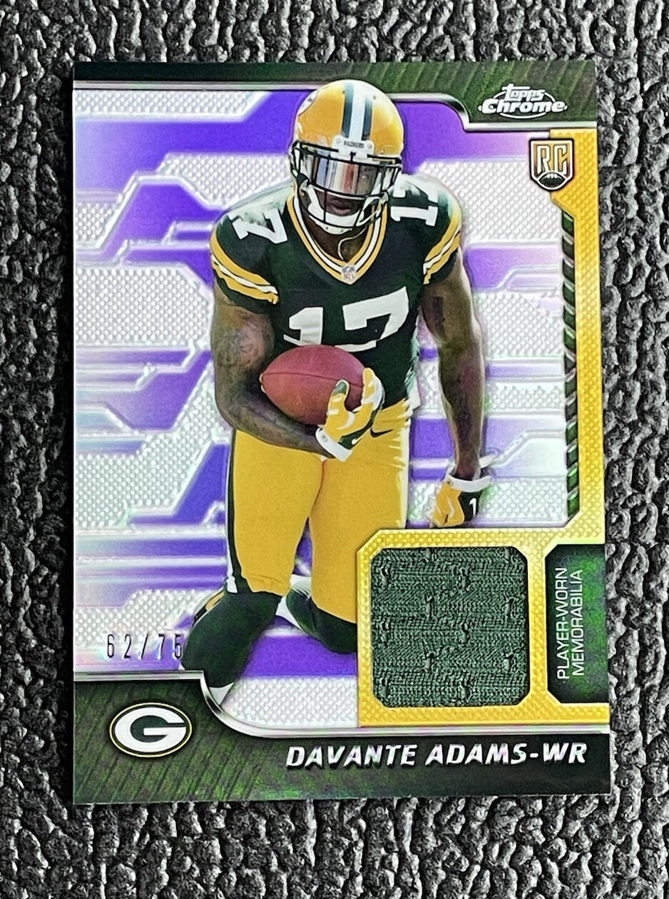 🔥DAVANTE ADAMS 2014 TOPPS CHROME ROOKIE PURPLE REFRACTOR JERSEY CARD #'d /75!🔥